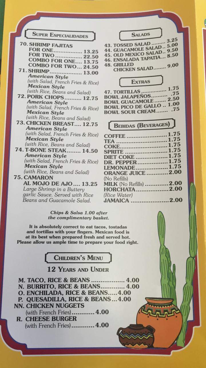 El Mexicano - New Iberia, LA menu_pic