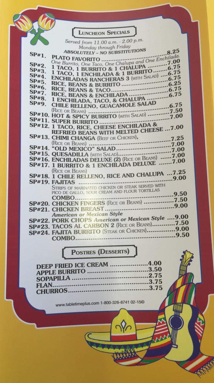 El Mexicano - New Iberia, LA menu_pic