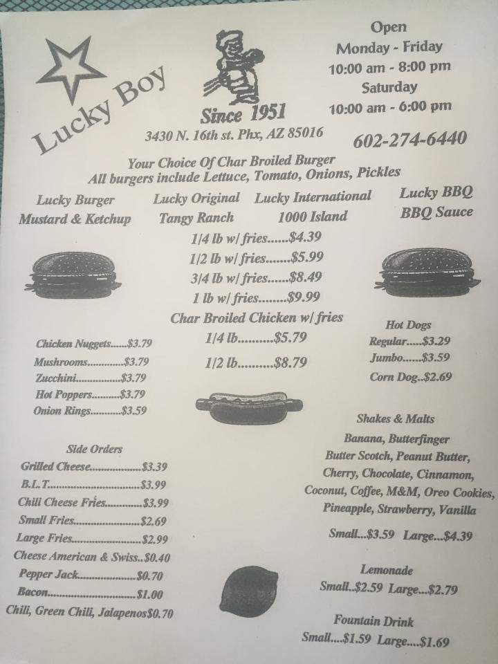 Lucky boy menu deals