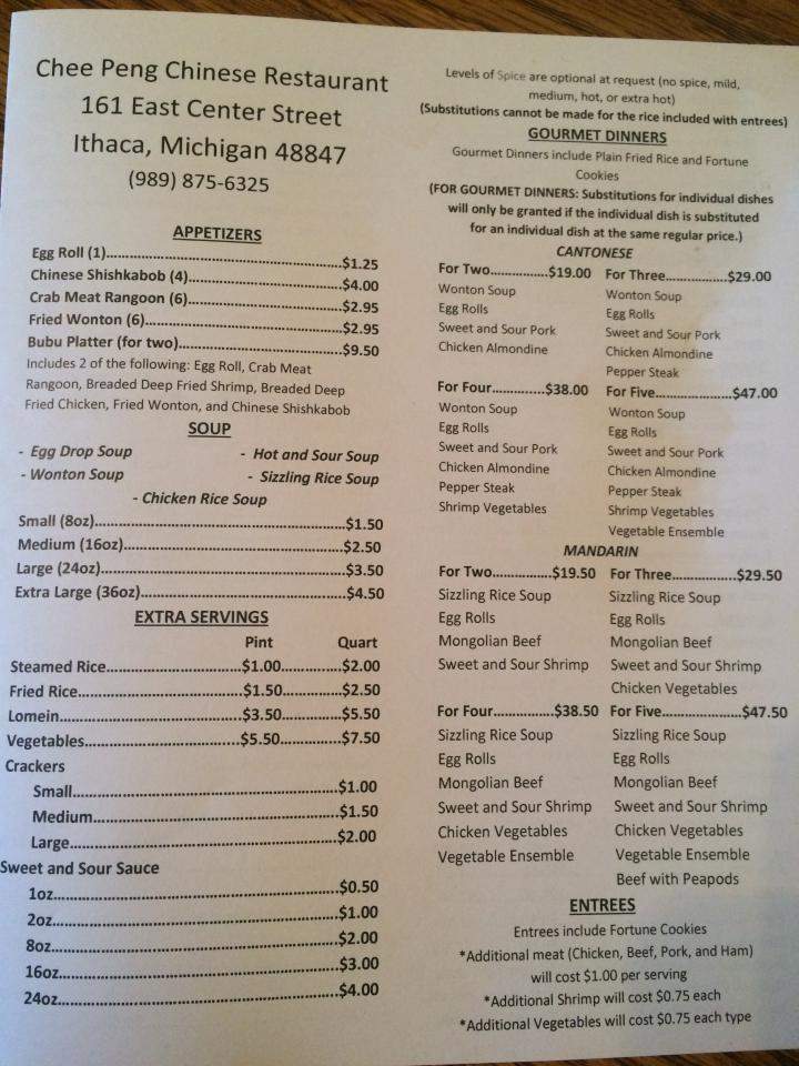 Chee Peng - Ithaca, MI menu_pic