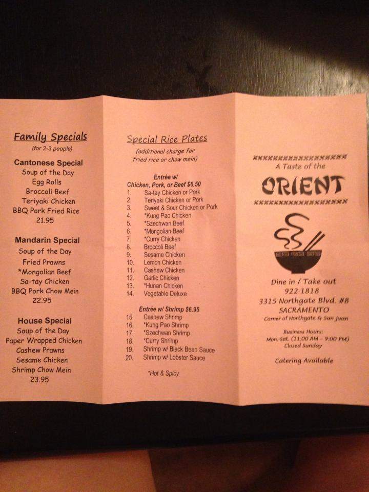 A Taste Of The Orient - Sacramento, CA menu_pic