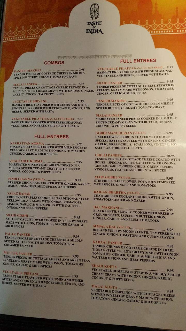 Taste of India - Cedar Falls, IA menu_pic