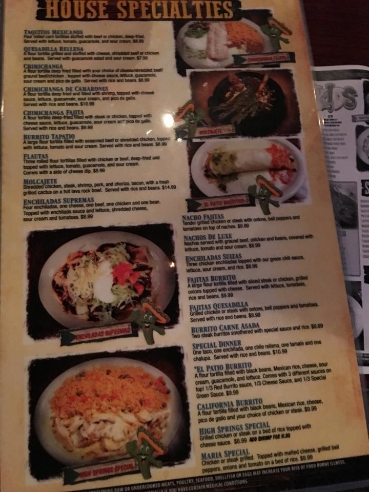 El Patio Mexican Restaurant - Gainesville, FL menu_pic