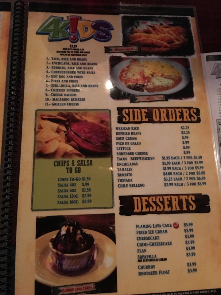 El Patio Mexican Restaurant - Gainesville, FL menu_pic