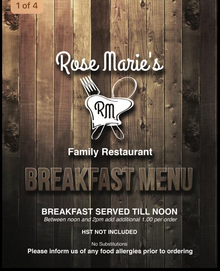 Rosemarie's Family Restaurant - Shakespeare, ON menu_pic