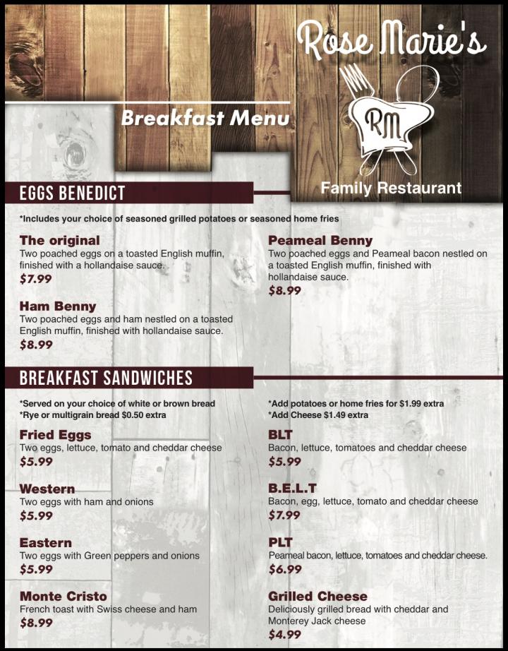 Rosemarie's Family Restaurant - Shakespeare, ON menu_pic