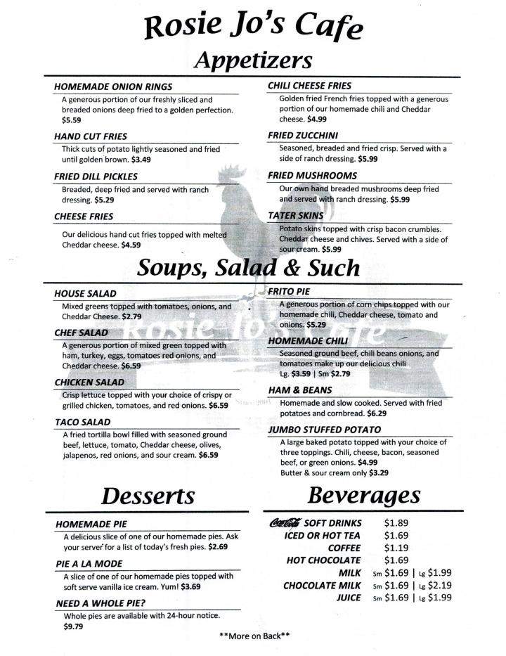 Rosie Jo's Cafe - Ozark, MO menu_pic