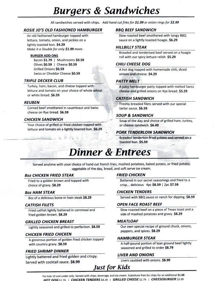Rosie Jo's Cafe - Ozark, MO menu_pic