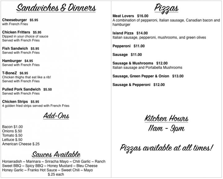 Cattail Tap - Rib Lake, WI menu_pic