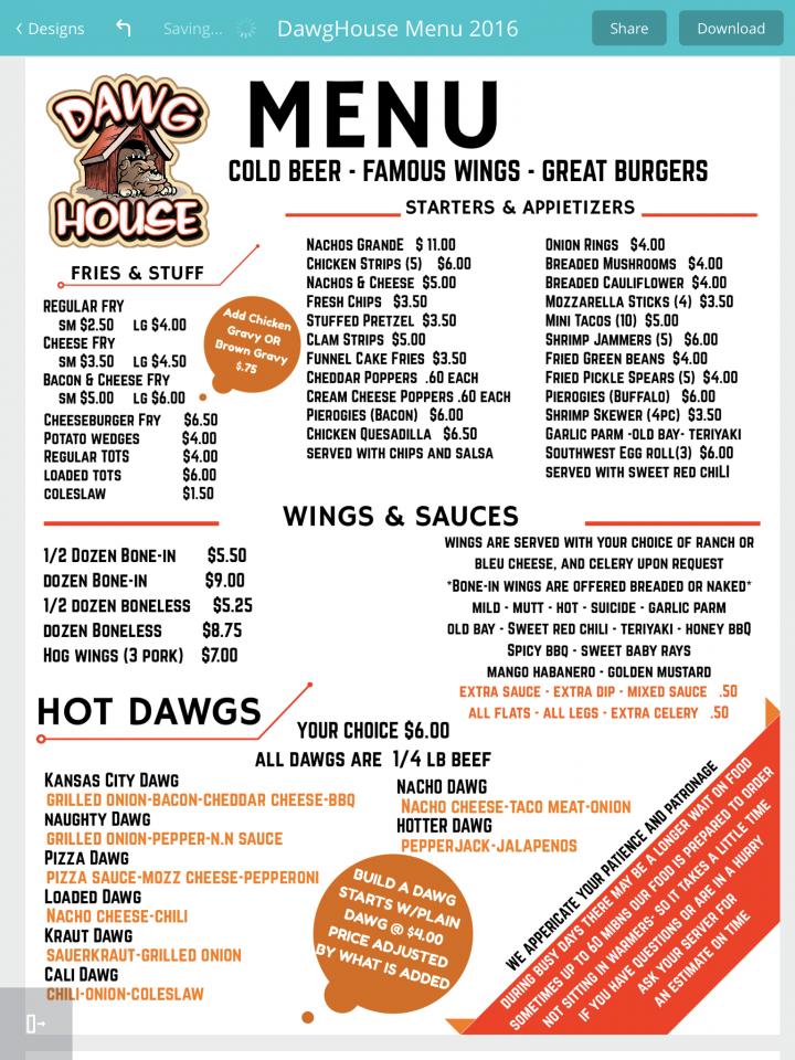 The Dawg House - Waynesboro, PA menu_pic