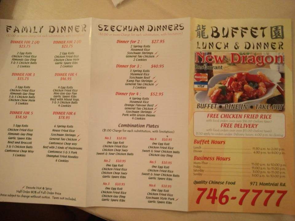Dragon Tavern Restaurant - Ottawa, ON menu_pic