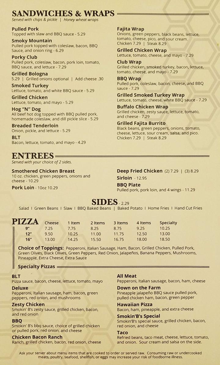 Smokin' B's - Leipsic, OH menu_pic