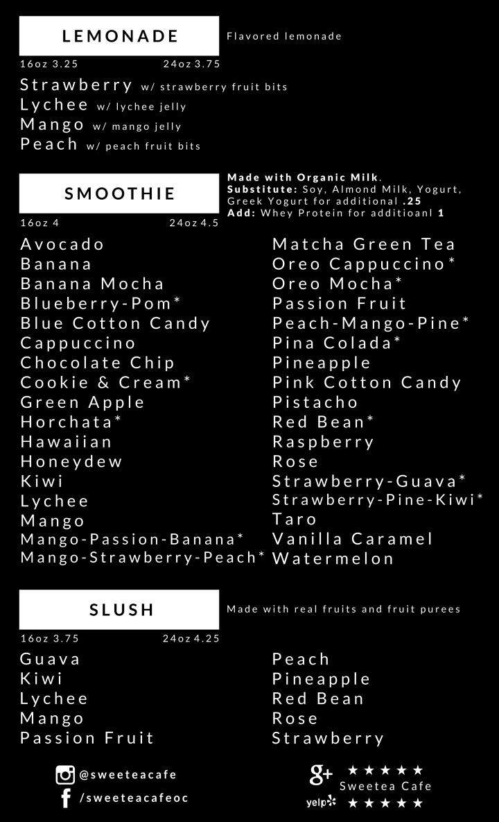 Sweetea Cafe - Costa Mesa, CA menu_pic