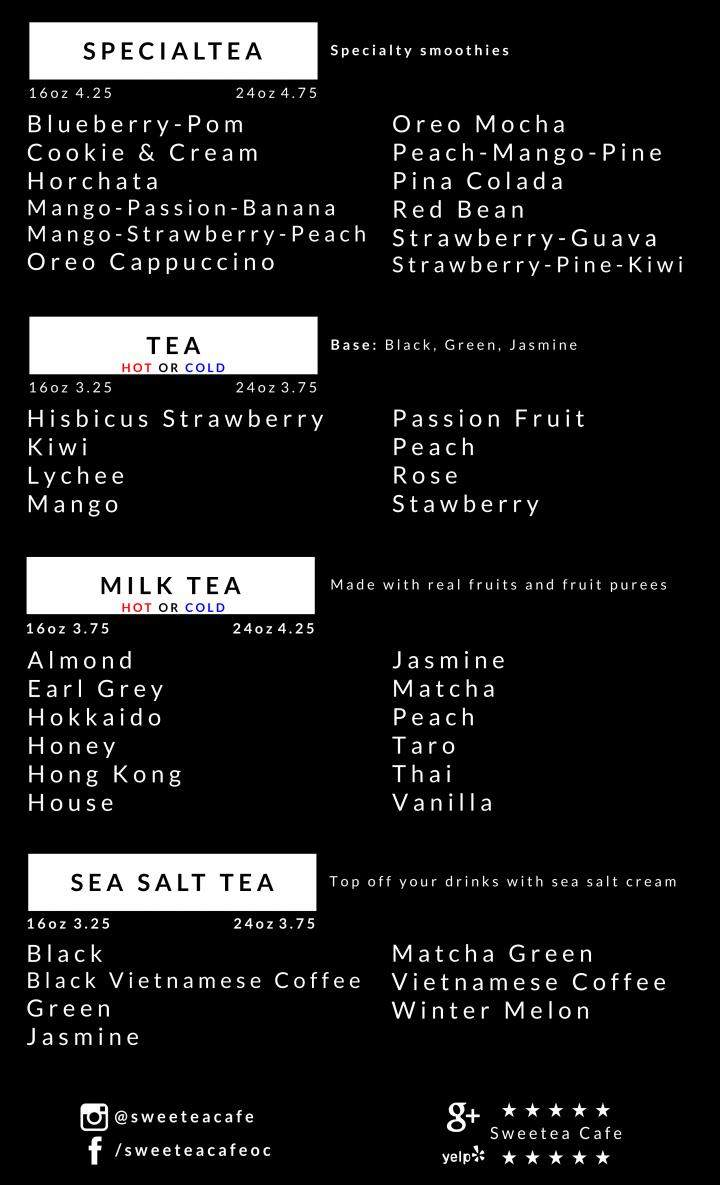 Sweetea Cafe - Costa Mesa, CA menu_pic