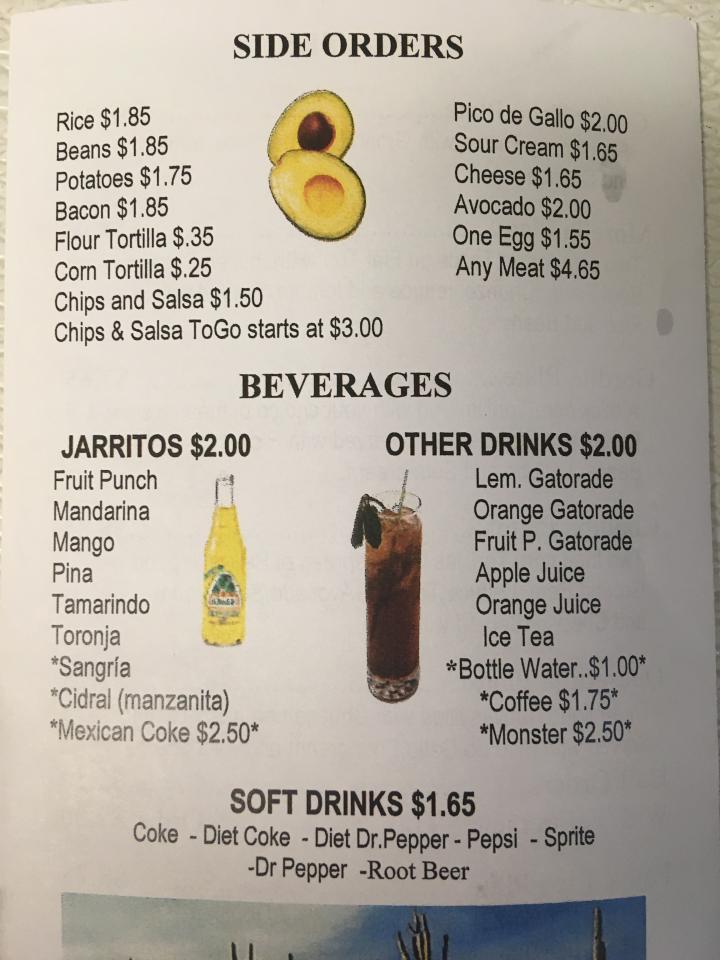 Taqueria Sergios - La Grange, TX menu_pic