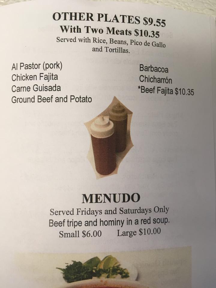 Taqueria Sergios - La Grange, TX menu_pic