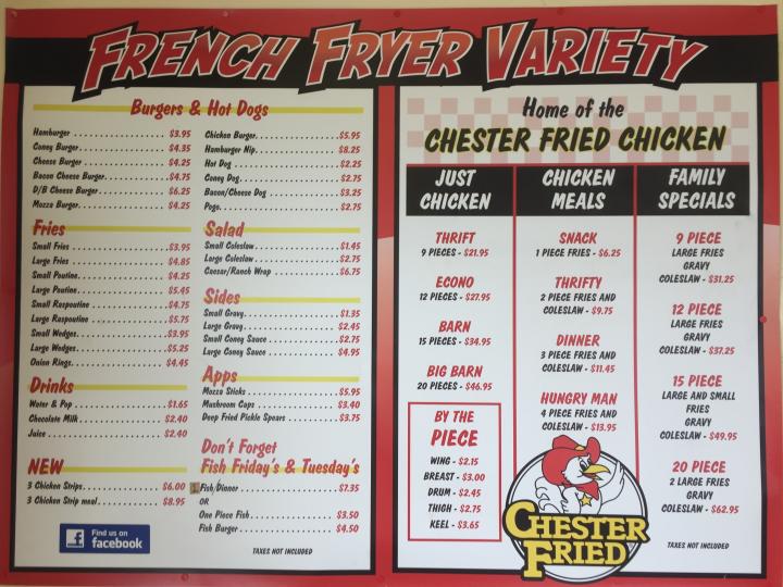 Chester Fried Chicken - Thunder Bay, ON menu_pic