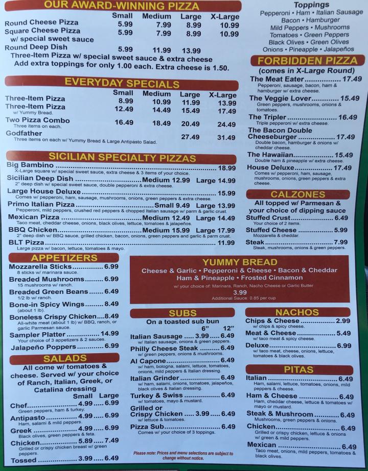 Little Sicily Pizzeria Inc - Standish, MI menu_pic