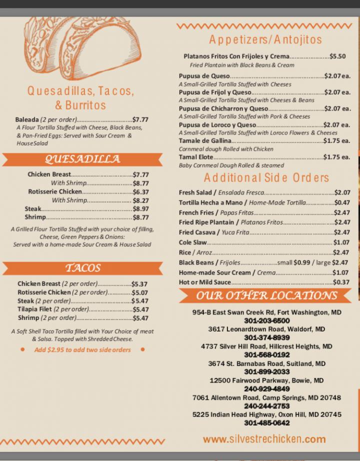 Pollos Silvestres - Hyattsville, MD menu_pic