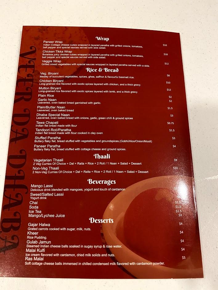 Veer Da Dhaba - Antioch, CA menu_pic