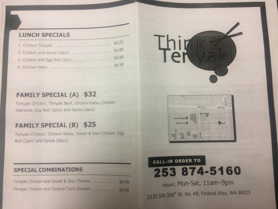 Think Teriyaki - Federal Way, WA menu_pic