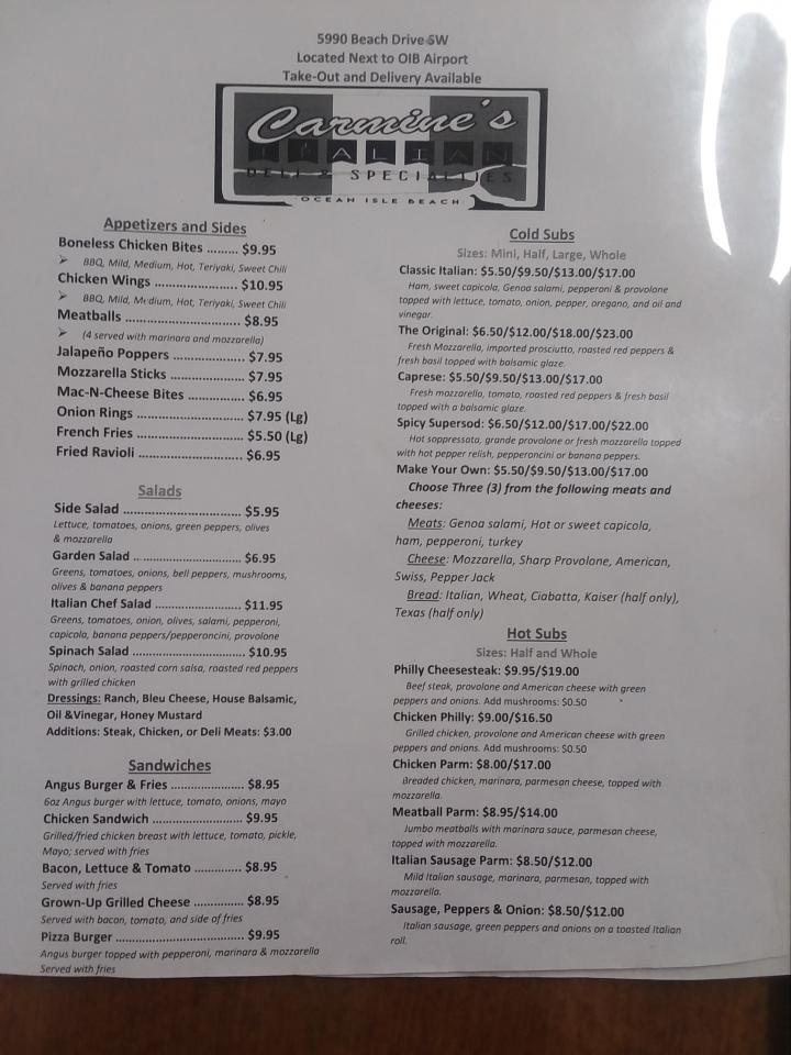 Carmine's Oib - Shallotte, NC menu_pic