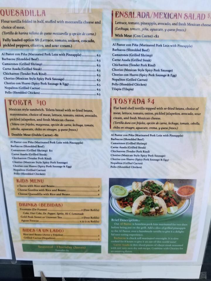 Anita's Mexican Restaurant - Greenville, NC menu_pic