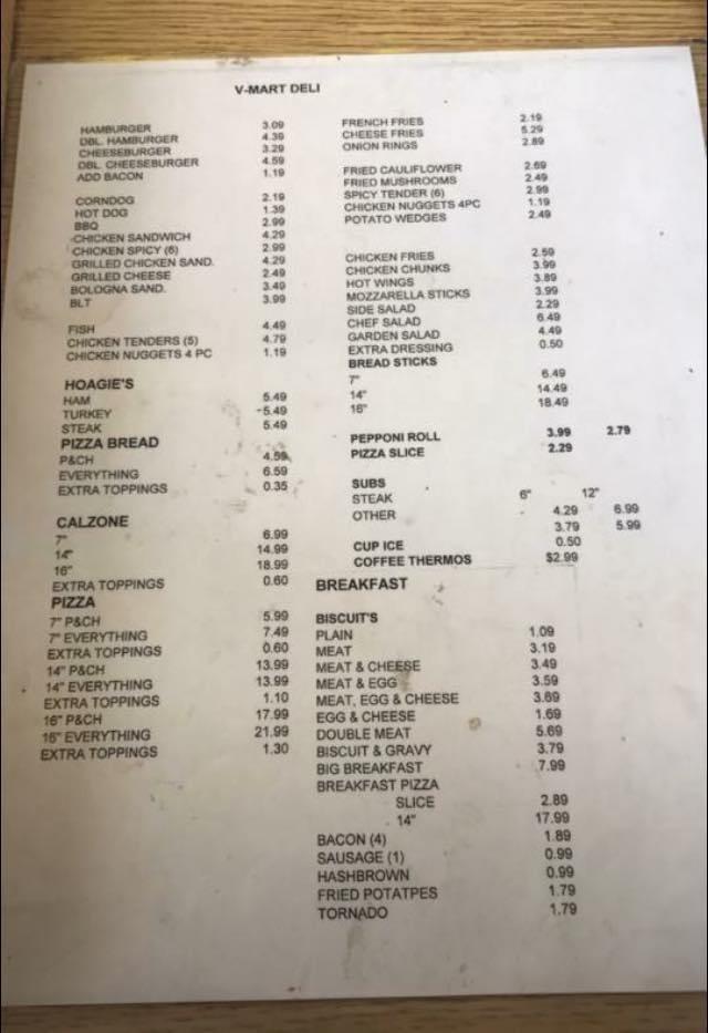 V-Mart - Comfort, WV menu_pic