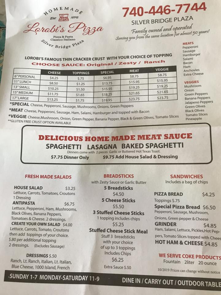 Lorobi's Pizza - Gallipolis, OH menu_pic