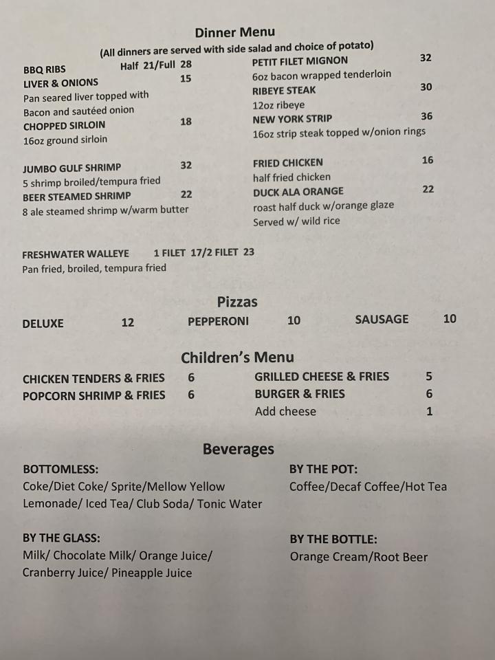 Patrick's Fine Dining - Longville, MN menu_pic