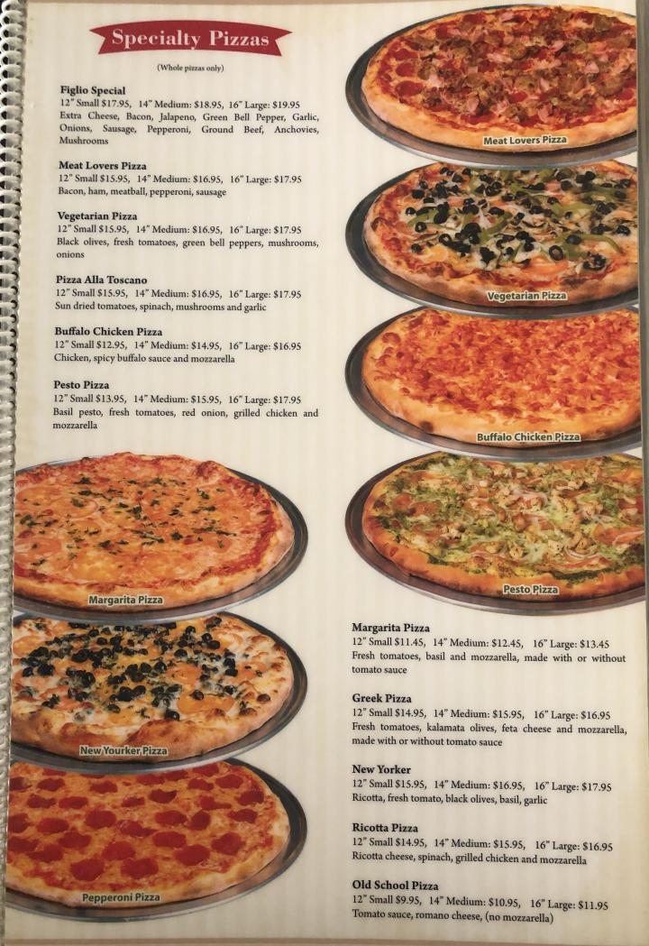 Figlios Pizzeria - San Antonio, TX menu_pic