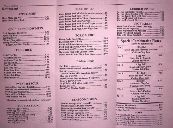 New Garden Restaurant - Kingston, ON menu_pic