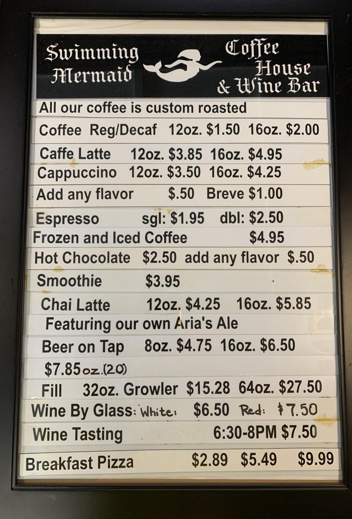 Swimming Mermaid Coffee House & Wine Bar - Yemassee, SC menu_pic