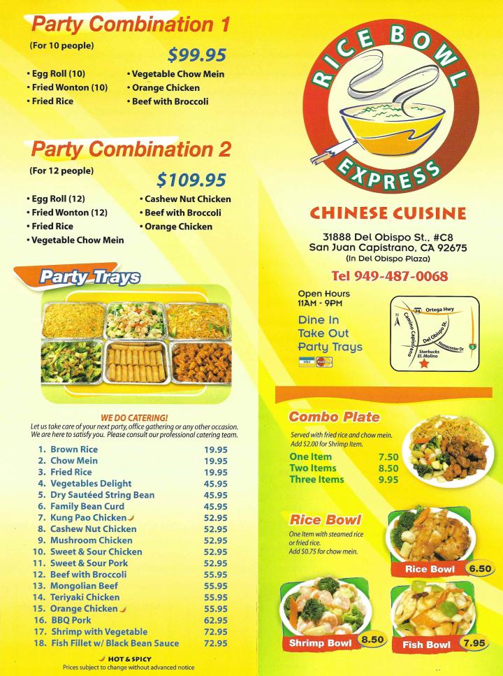 Rice Bowl Express - San Juan Capistrano, CA menu_pic