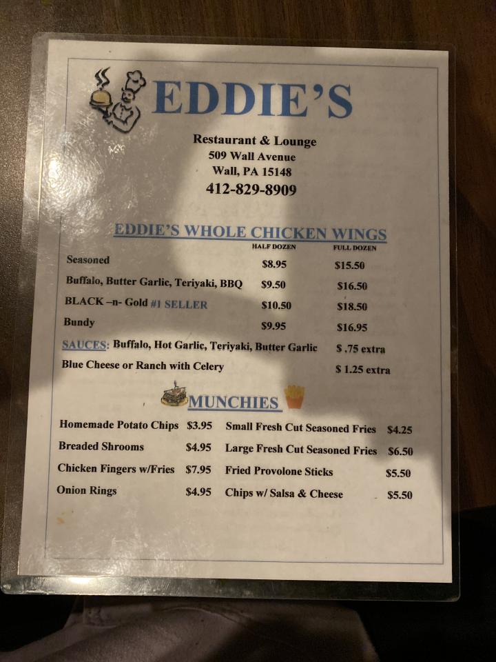 Eddie's Lounge & Restaurant - Wilmerding, PA menu_pic