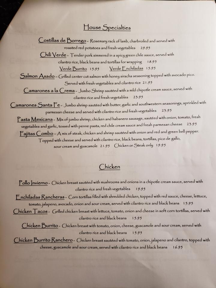 Cascada - Placerville, CA menu_pic