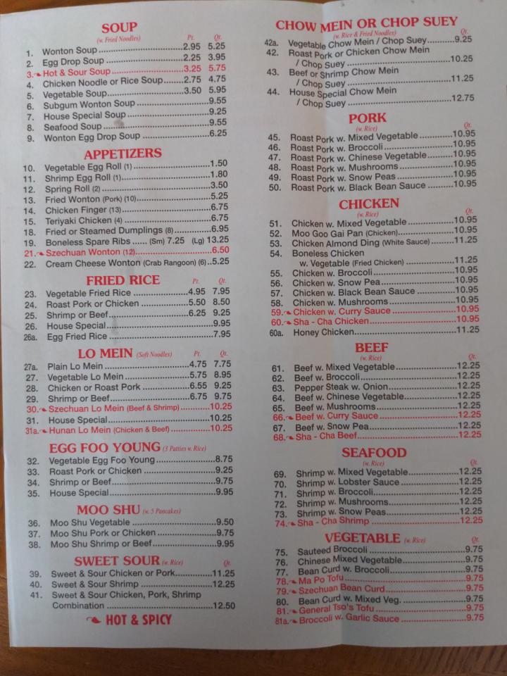 Menu of China Lee in Traverse City, MI 49684