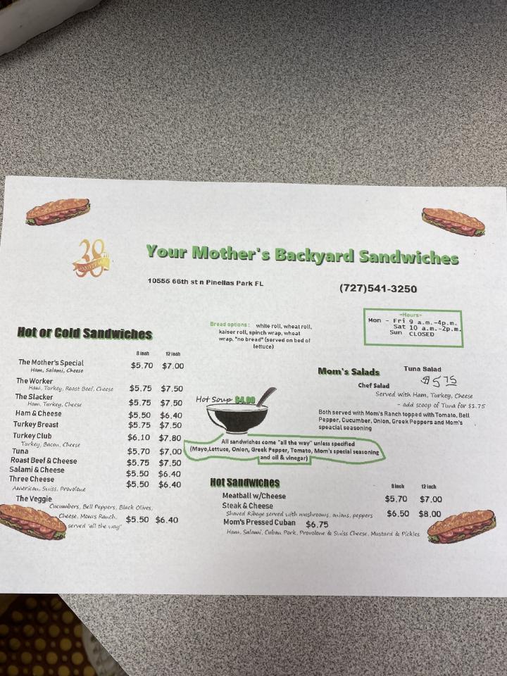 Your Mothers Back Yard - Pinellas Park, FL menu_pic