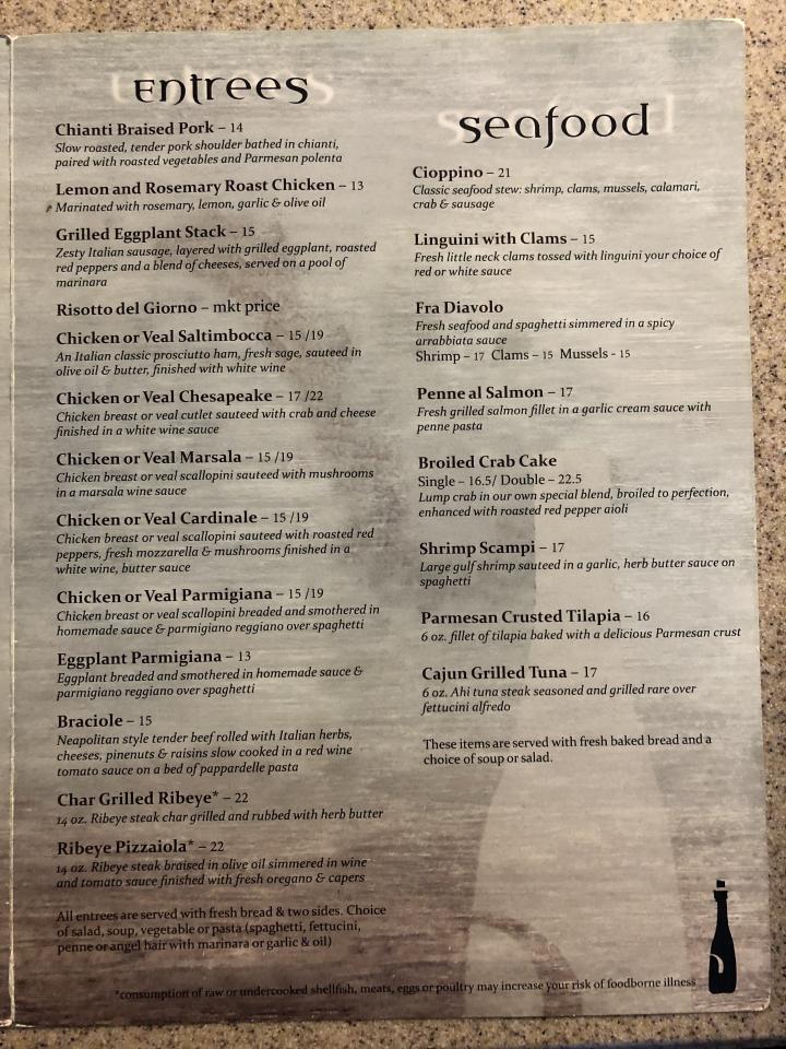 Vino Restaurant - Harrisburg, PA menu_pic