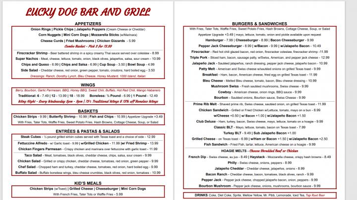 Lucky Dog Bar & Grill - Volga, SD menu_pic