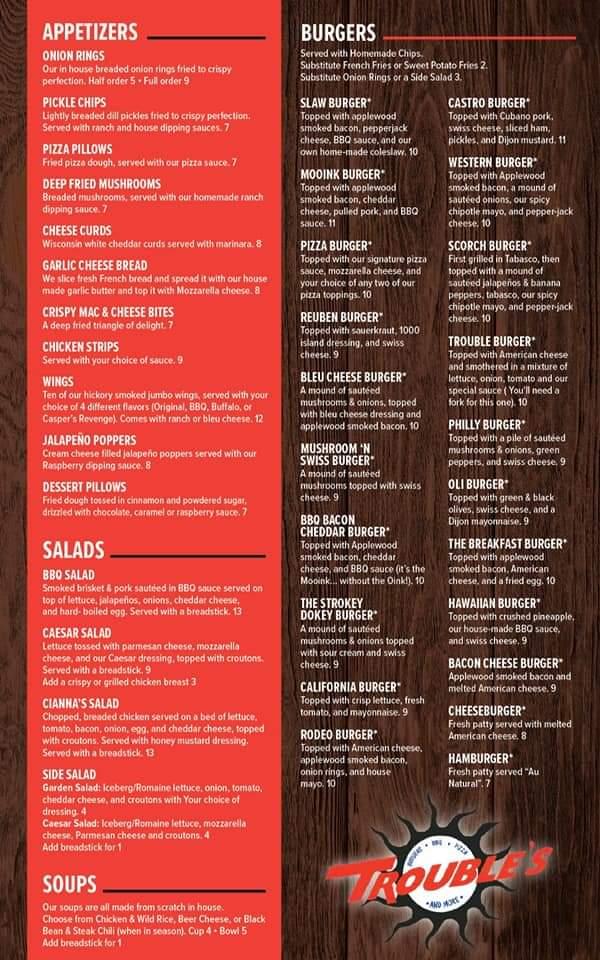 Troubles - Howard Lake, MN menu_pic
