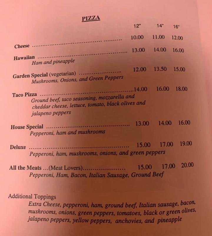 Ernestos Pizzeria - Harbor Beach, MI menu_pic