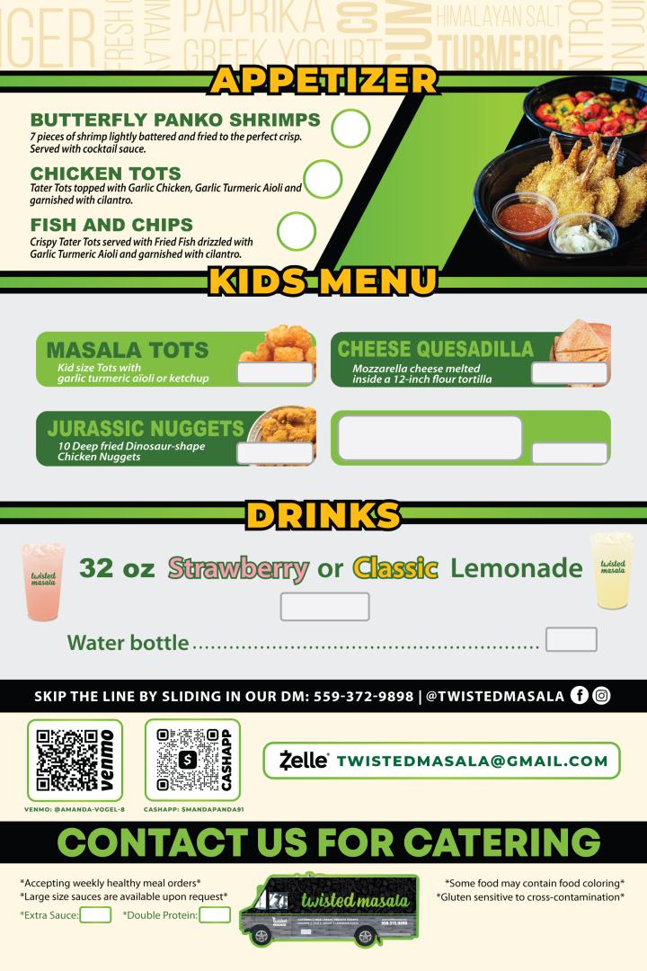 Twisted Masala - Fresno, CA menu_pic