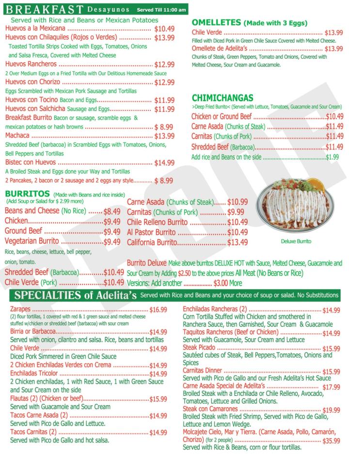 Adelita's Restaurant - Helendale, CA menu_pic