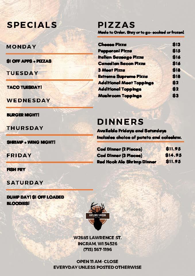 Antler's Tavern & Grill - Ingram, WI menu_pic