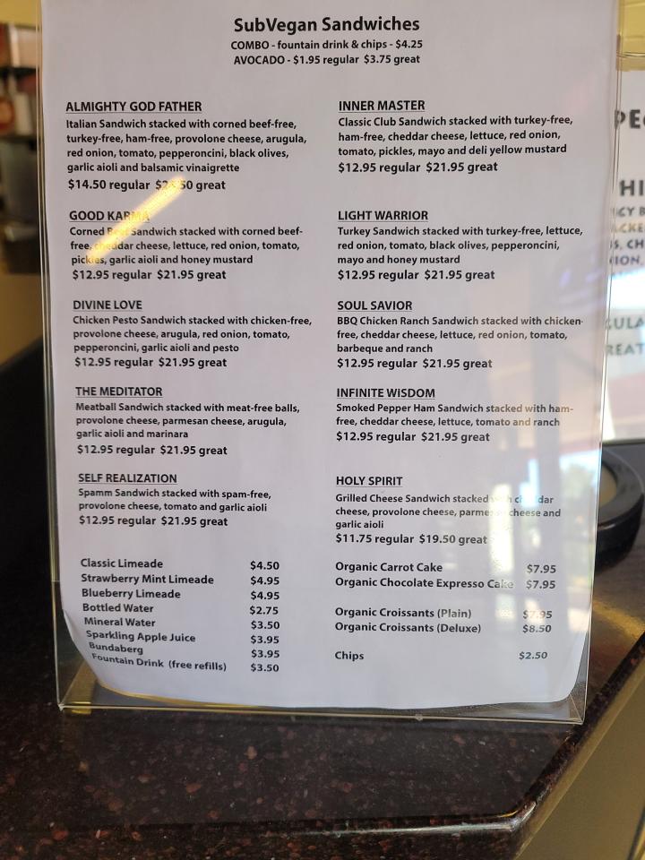 SubVegan - Santa Ana, CA menu_pic