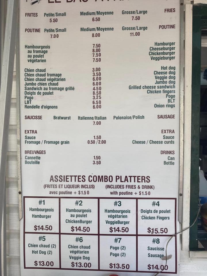 Le Bac a Frites - Ottawa, ON menu_pic