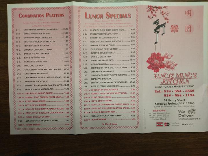 Uncle Ming's Chinese Kitchen - Saratoga Springs, NY
