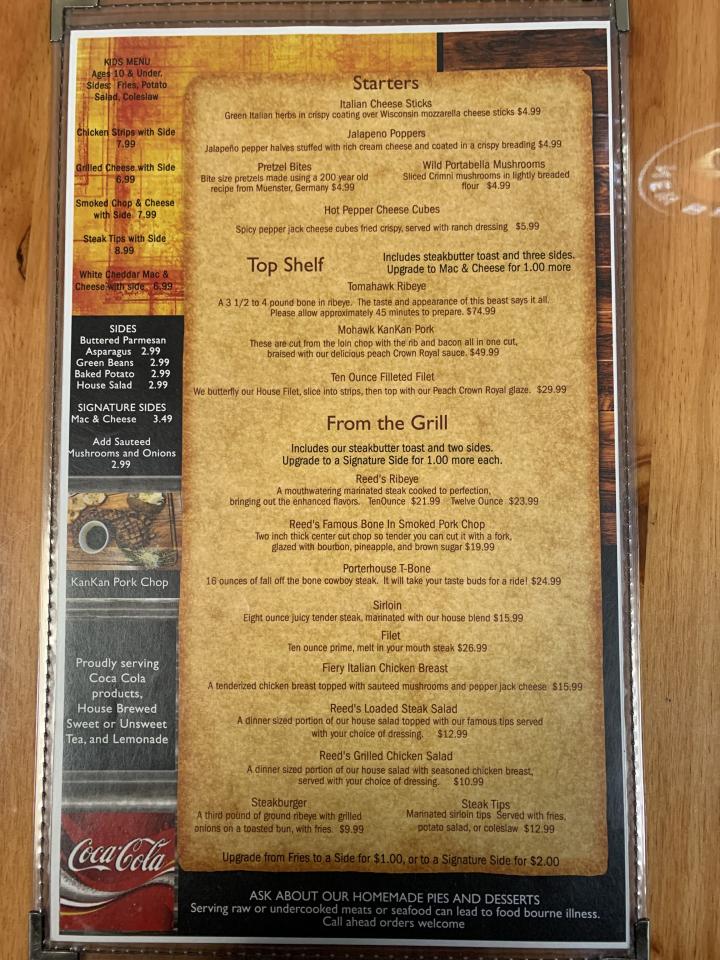 Reeds Place Steak & Chop-shop - Seymour, IN menu_pic