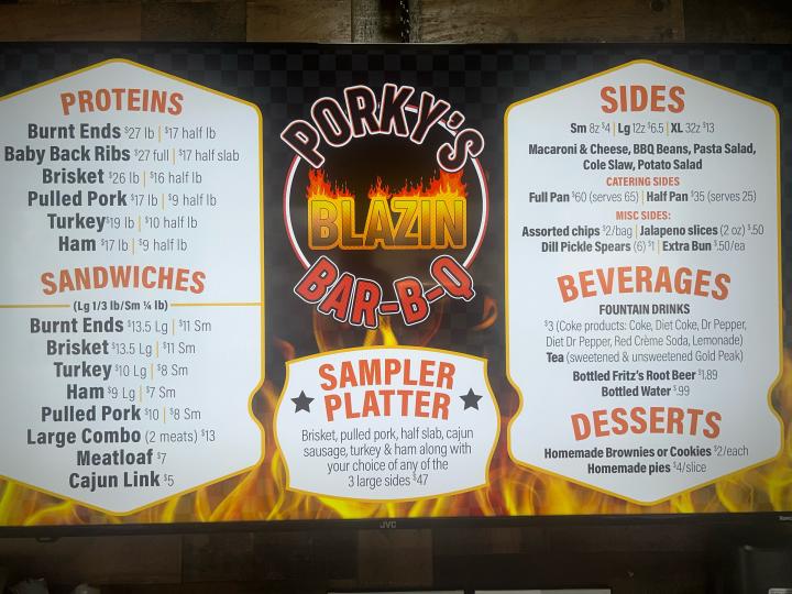 Porkys Blazin Barbeque - Grain Valley, MO menu_pic